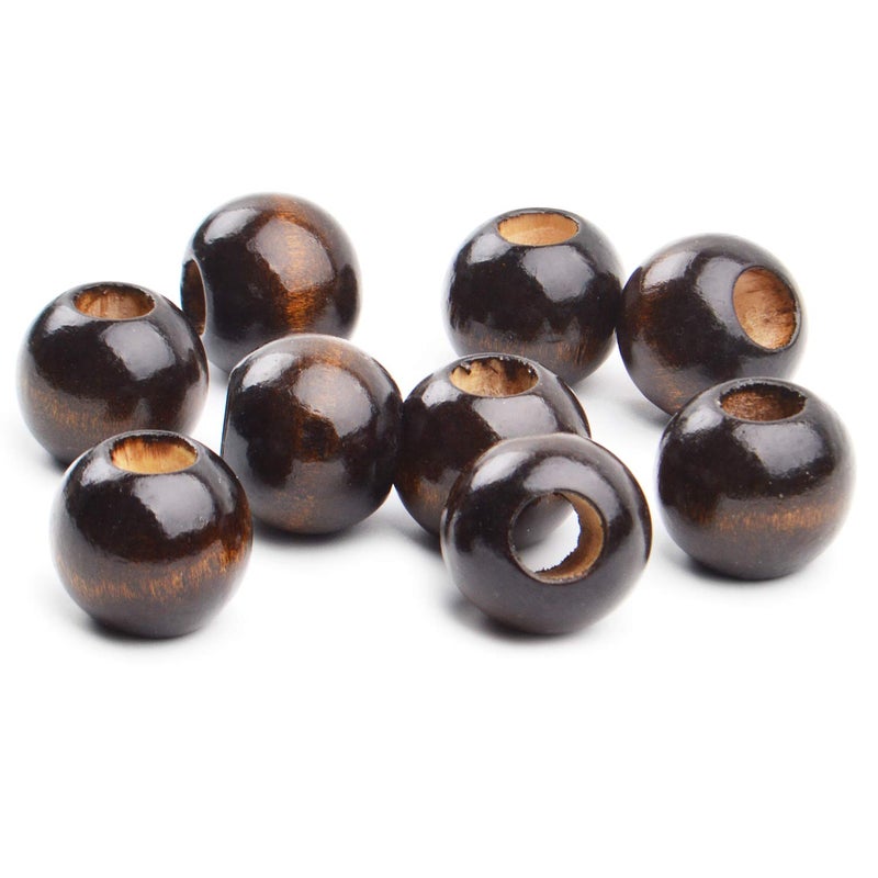 Aylifu 25MM Wooden Dreadlock Beads,50Pieces Large Hole Wooden Beads Loose Spacer Beads for Jewellery Making(Black Coffee) - Image 5